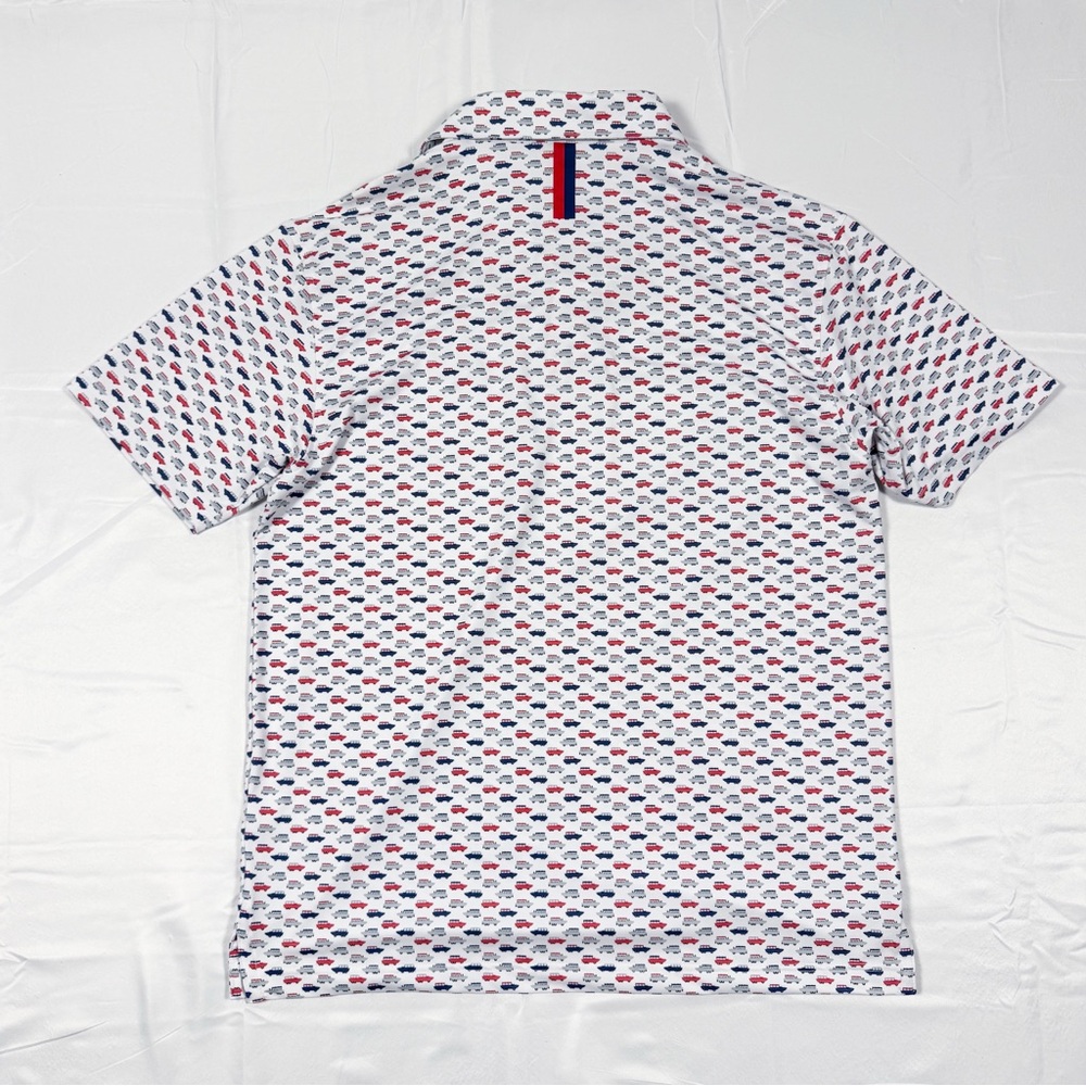 Rhoback White and Blue Patterned Polo Shirt - Picture 3 of 3